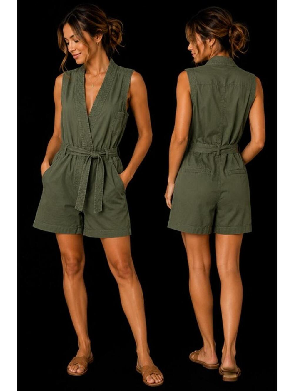 Derek Lam Olive Utility Romper Size 44